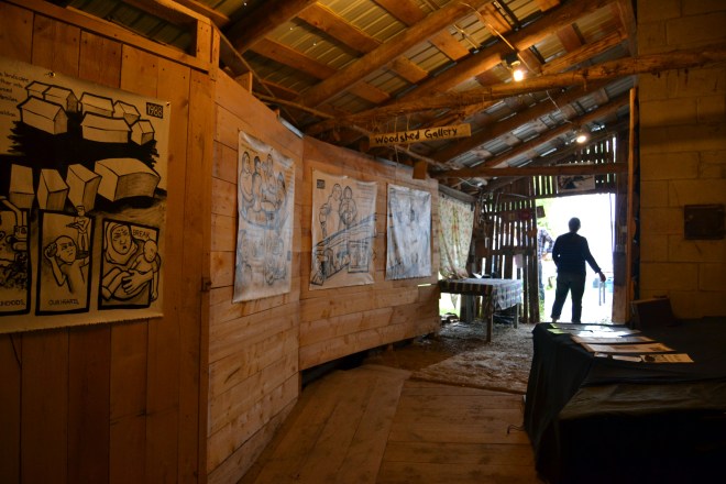 Photo the Najawa installation at Bread & Puppet's Woodshed Gallery.